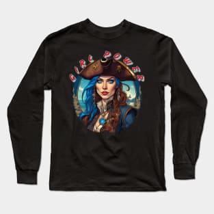 Girl power, stunning blue eyed pirate wench Long Sleeve T-Shirt